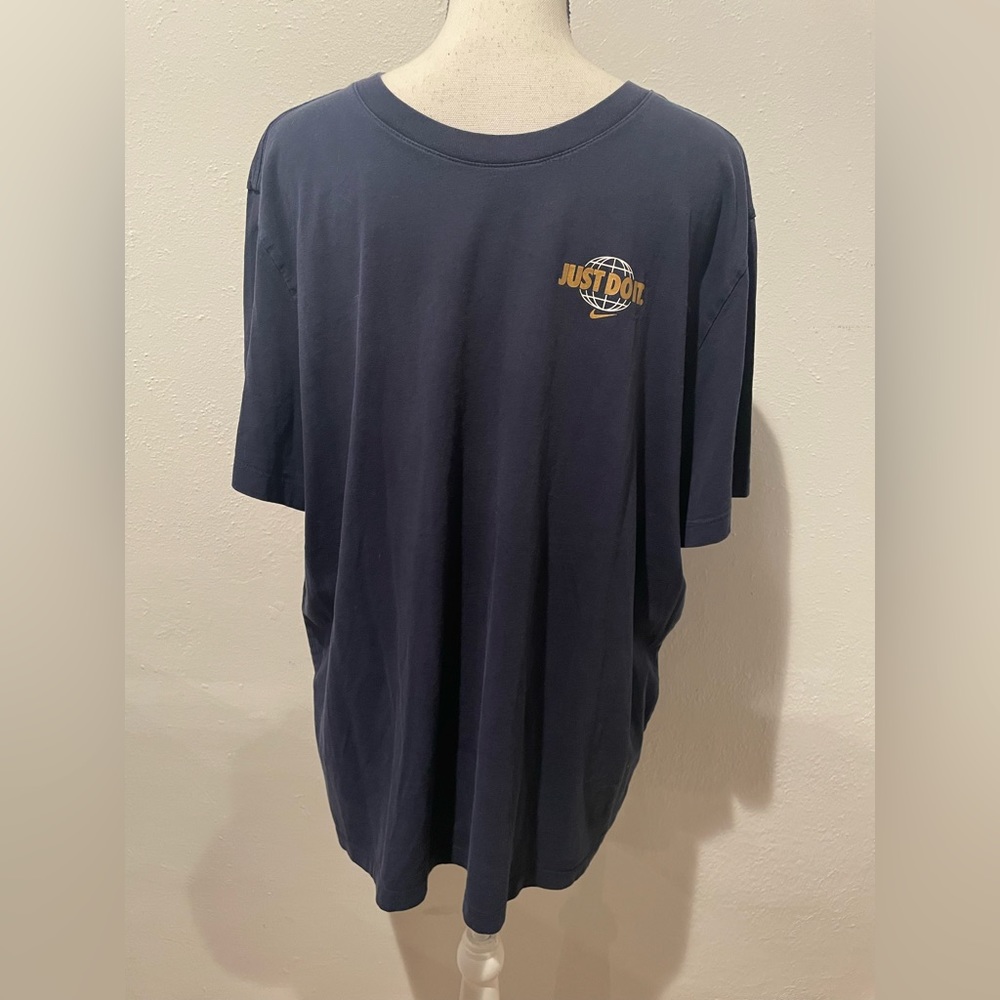 NIKE NSW World Just Do It Logo Short Sleeve Shirt Navy Blue XXL